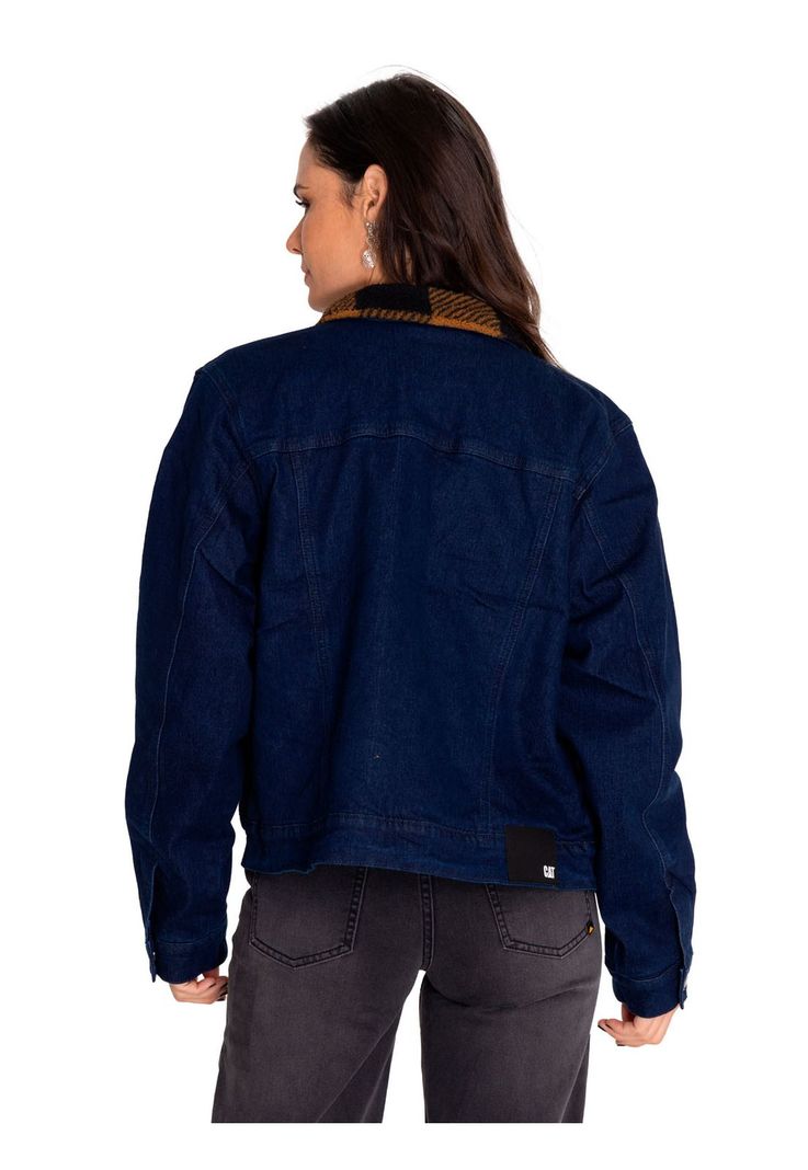 Chaqueta Denim Mujer Denim Plaid-Lined Jacket Azul-3