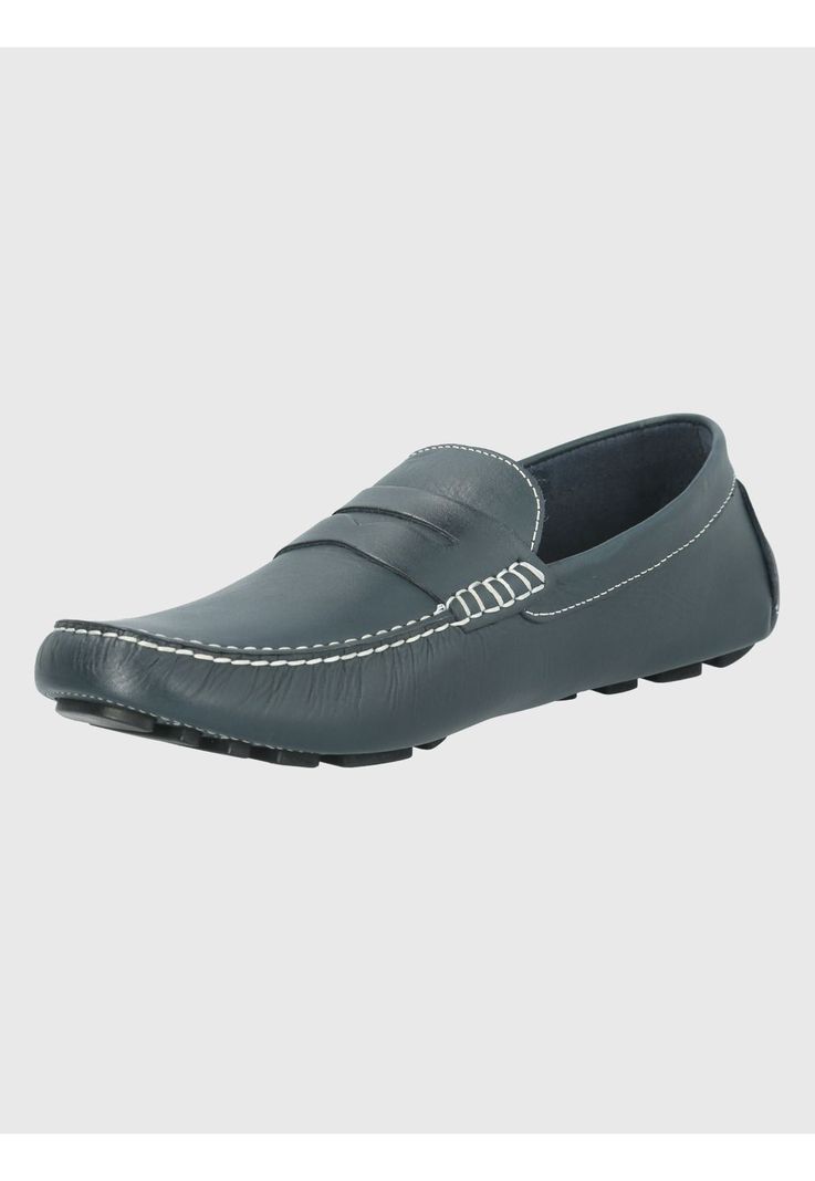 Mocasín Cuero Azul Oscuro Hombre Lotus -3