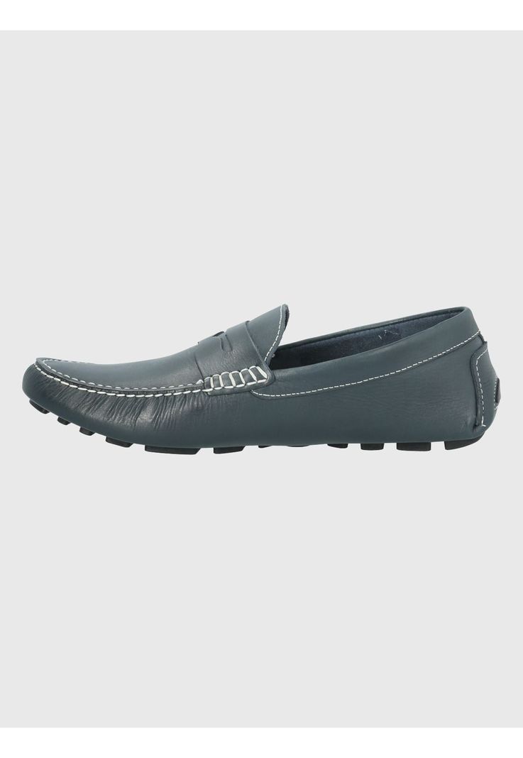 Mocasín Cuero Azul Oscuro Hombre Lotus -4