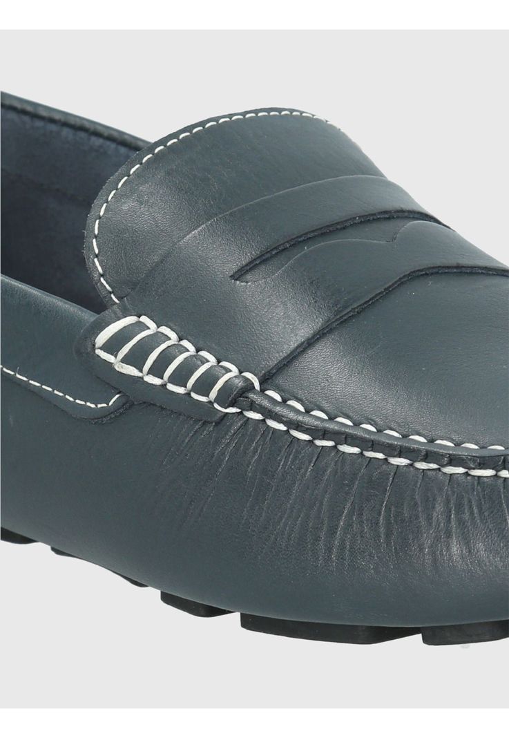 Mocasín Cuero Azul Oscuro Hombre Lotus -6