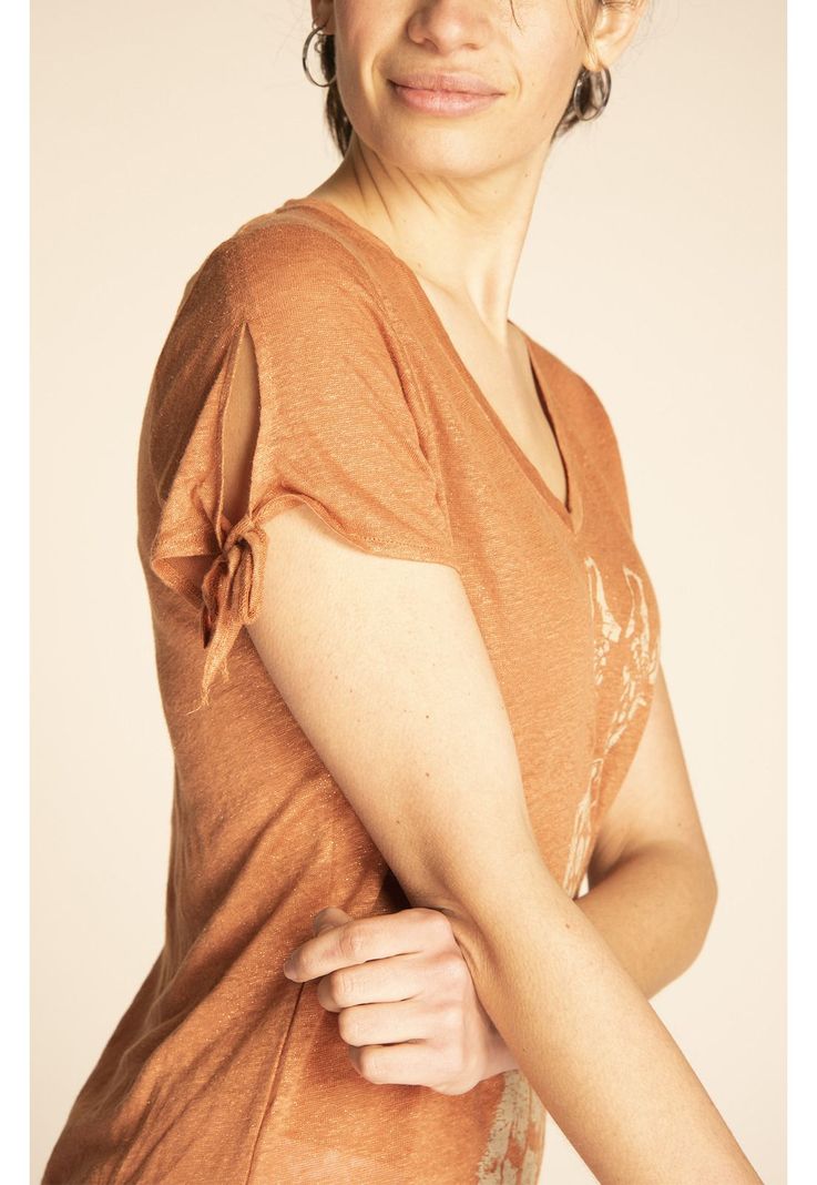 Polera Lino Orgánico Mujer Organic Café-3