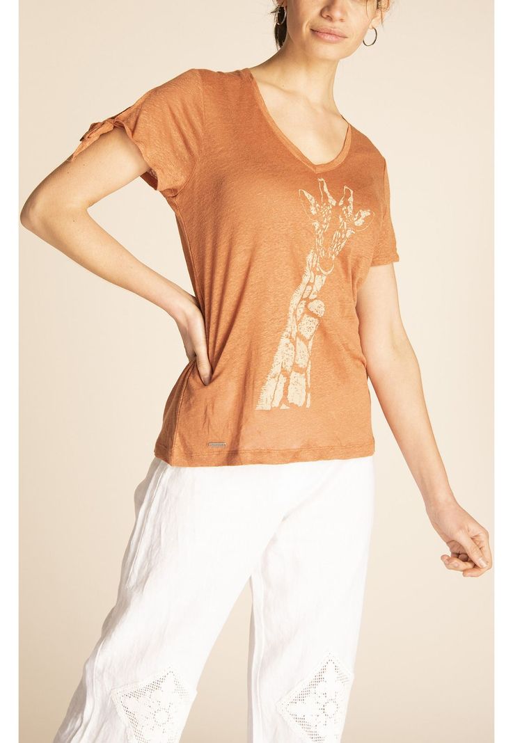 Polera Lino Orgánico Mujer Organic Café-5