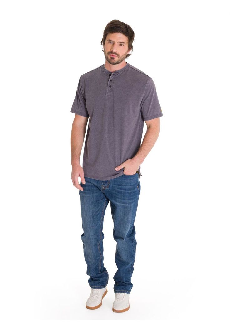Polera Burnout Henley Hombre Gris-5