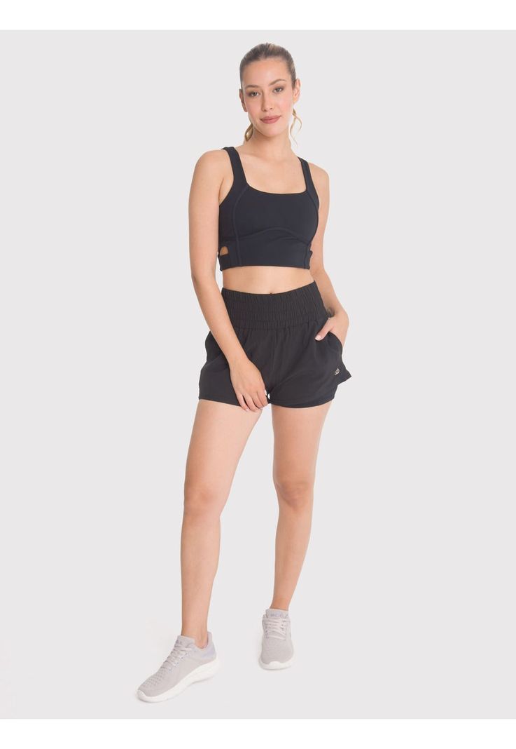 Short con calza Mujer 2 en 1 Active Negro-0