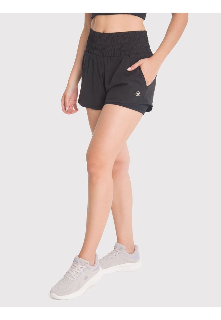 Short con calza Mujer 2 en 1 Active Negro-1
