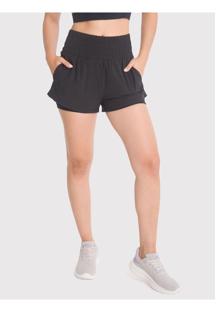 Short con calza Mujer 2 en 1 Active Negro-3