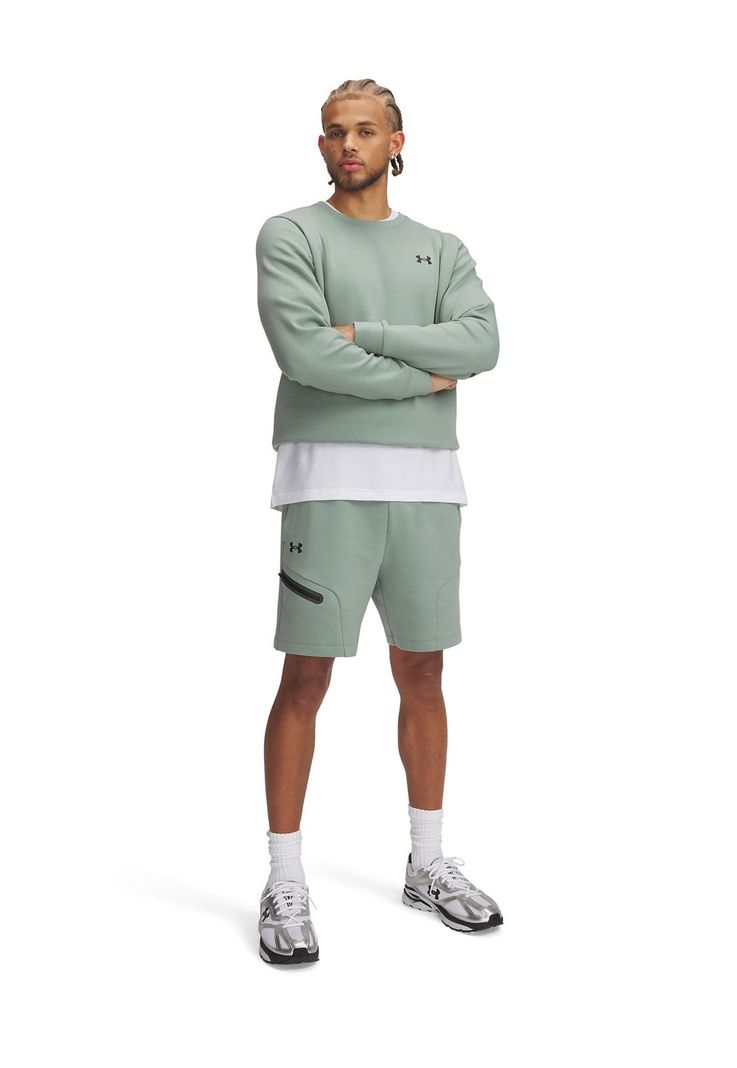 Shorts UA Unstoppable Fleece Hombre Verde-3