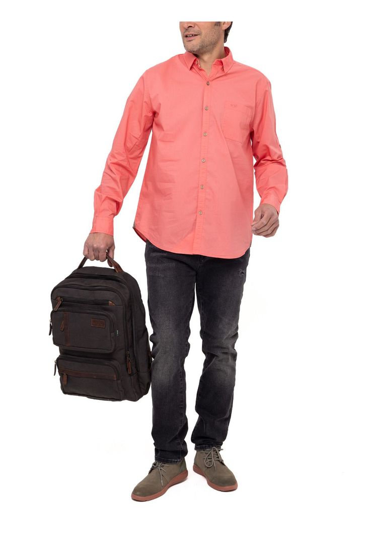 Camisa Algodón Orgánico Galiton Coral Hombre-9