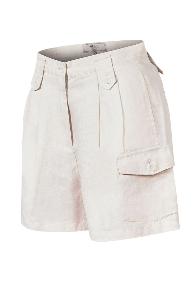 Short Lino Orgánico Beige Rout Mujer -0
