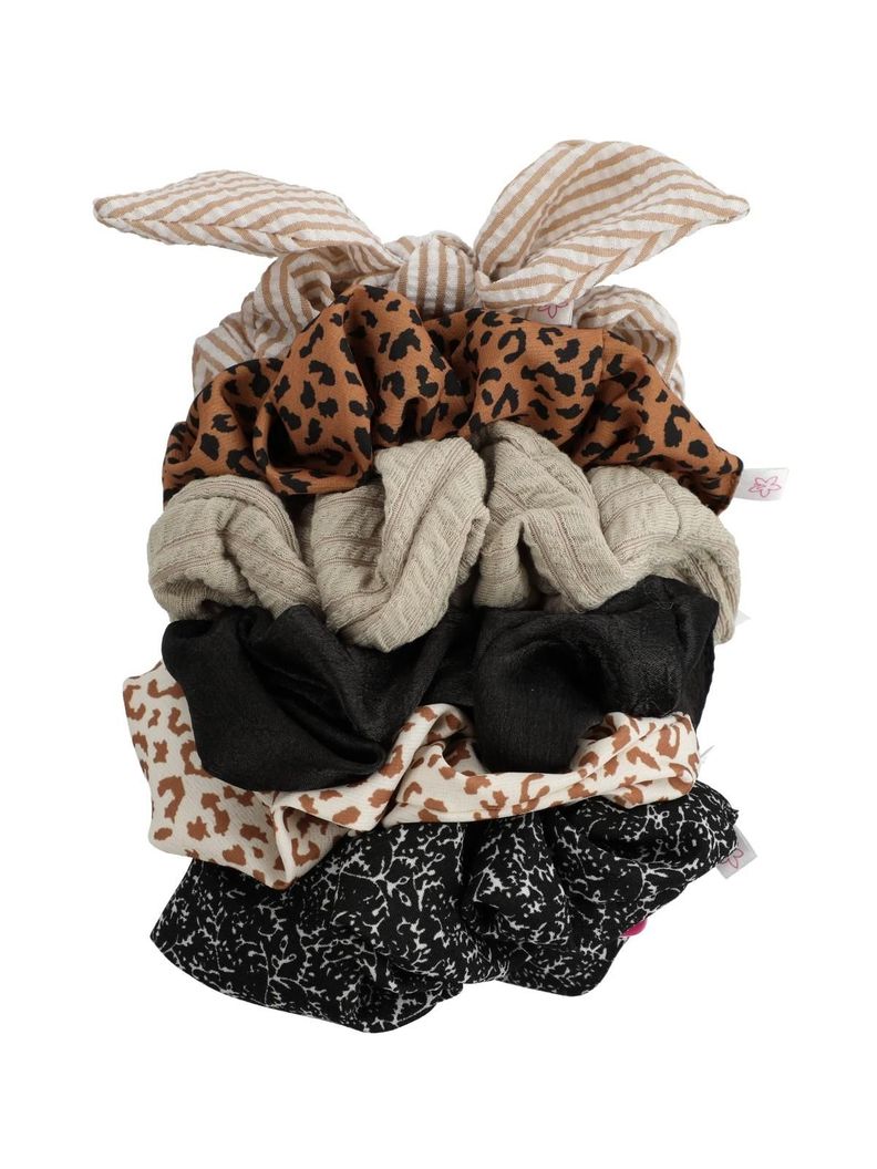 Pack 6 Colets Mujer Scrunchies Café