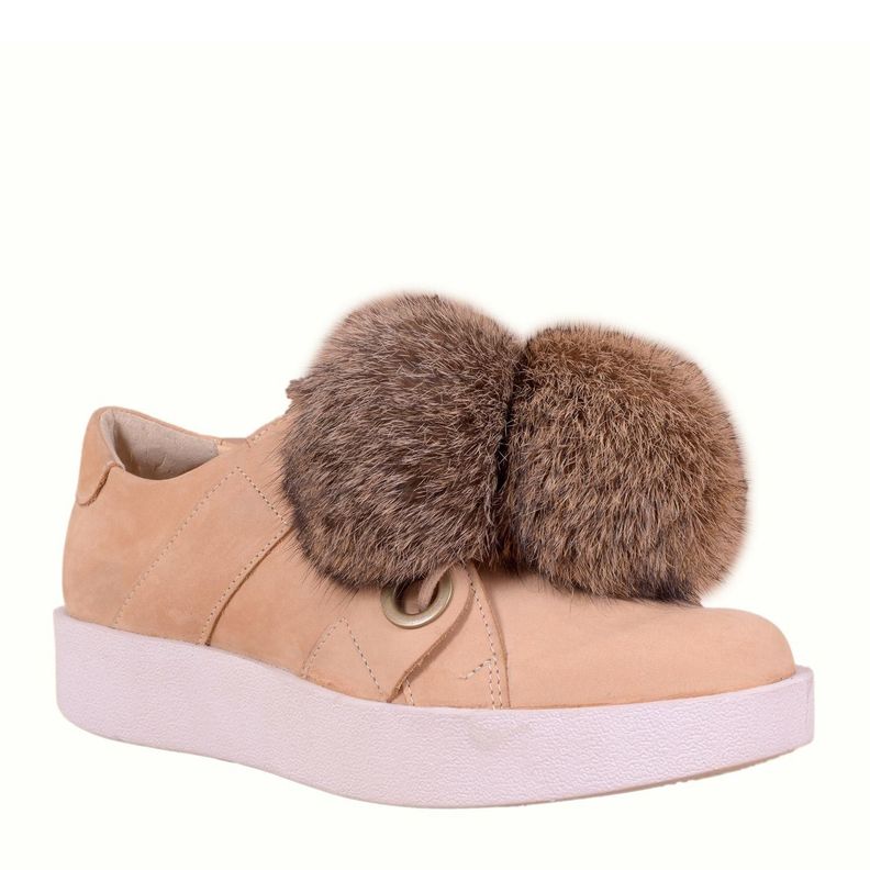 Zapatilla Cuero Maggie Beige