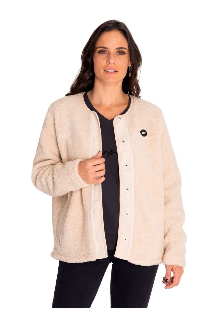 Polar Mujer Long Button Front Sherpa Beige/Crudo-0