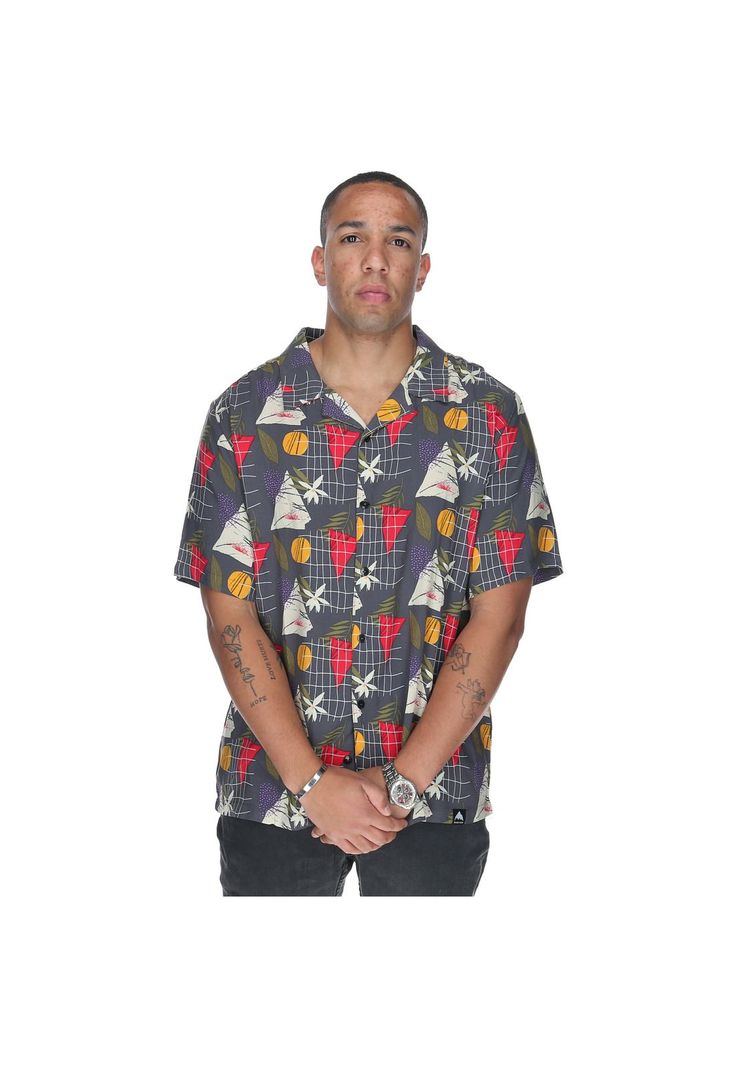 Polera M/C Hombre Tropical Geometry Negro-0