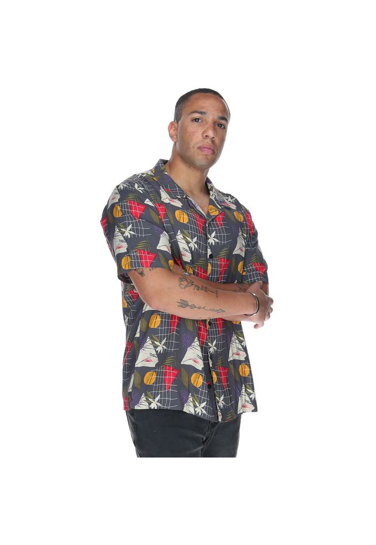 Polera M/C Hombre Tropical Geometry Negro-4