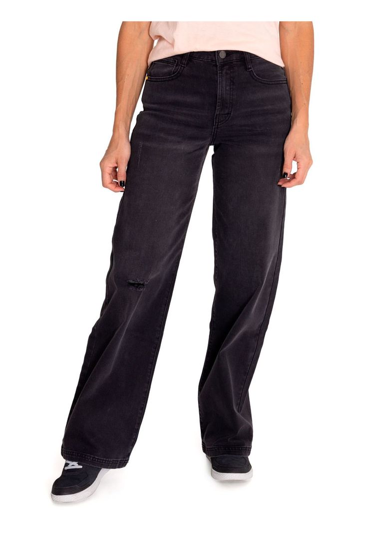 Jeans Wide Leg Mujer Triblend Stretch Gris Denim CAT-0
