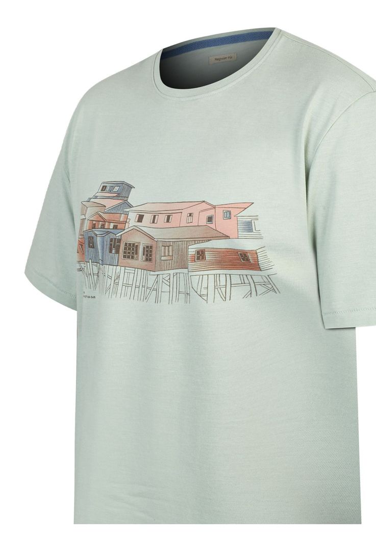 Polera Fibras Recicladas Hombre Places Verde-3