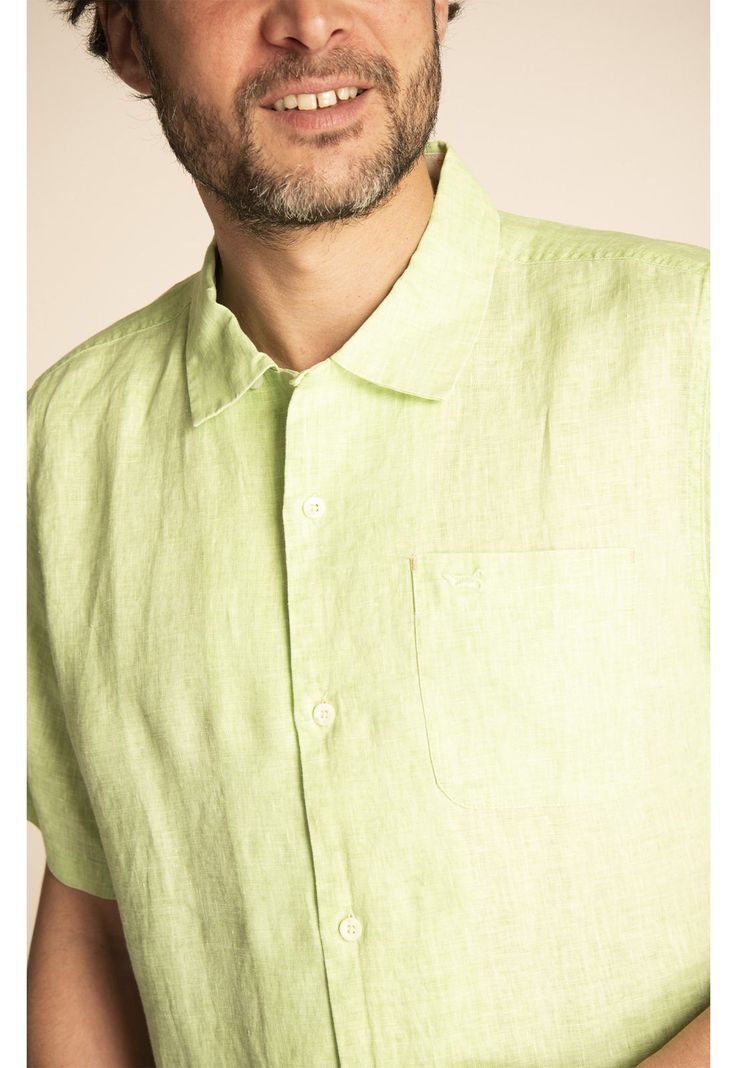 Camisa Lino Orgánico Hombre Linendyed Verde-3