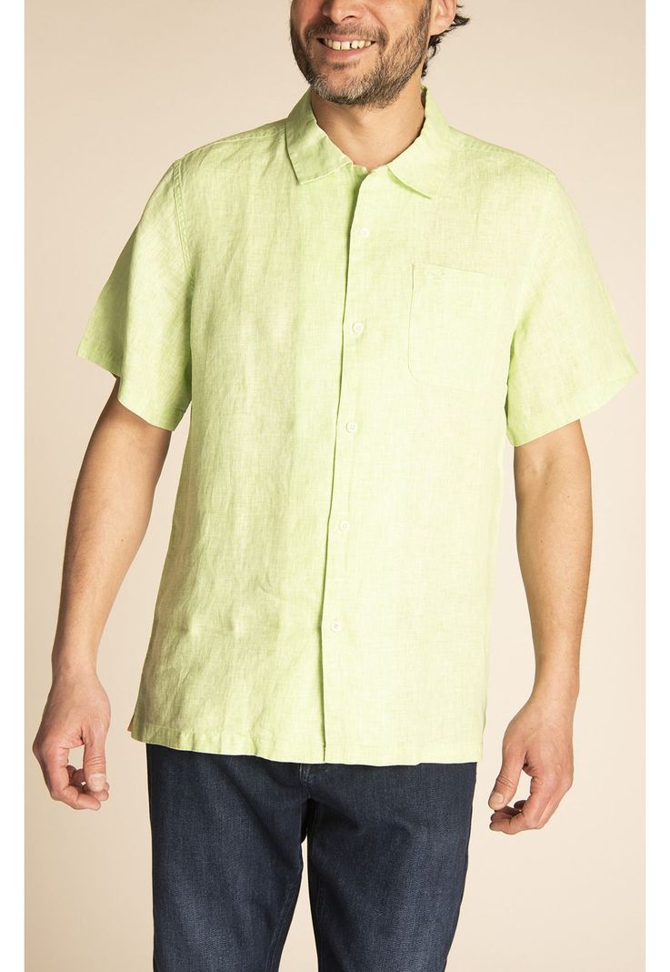 Camisa Lino Orgánico Hombre Linendyed Verde-4