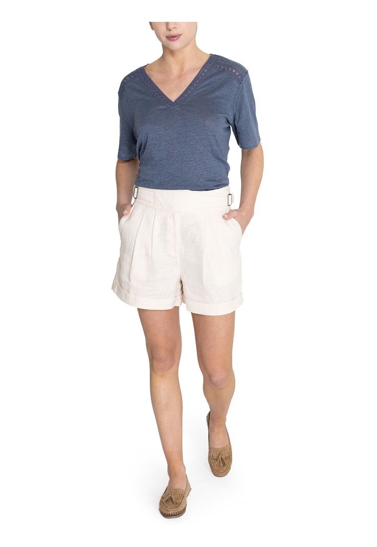 Short Lino Orgánico Beige Anoum Mujer -9