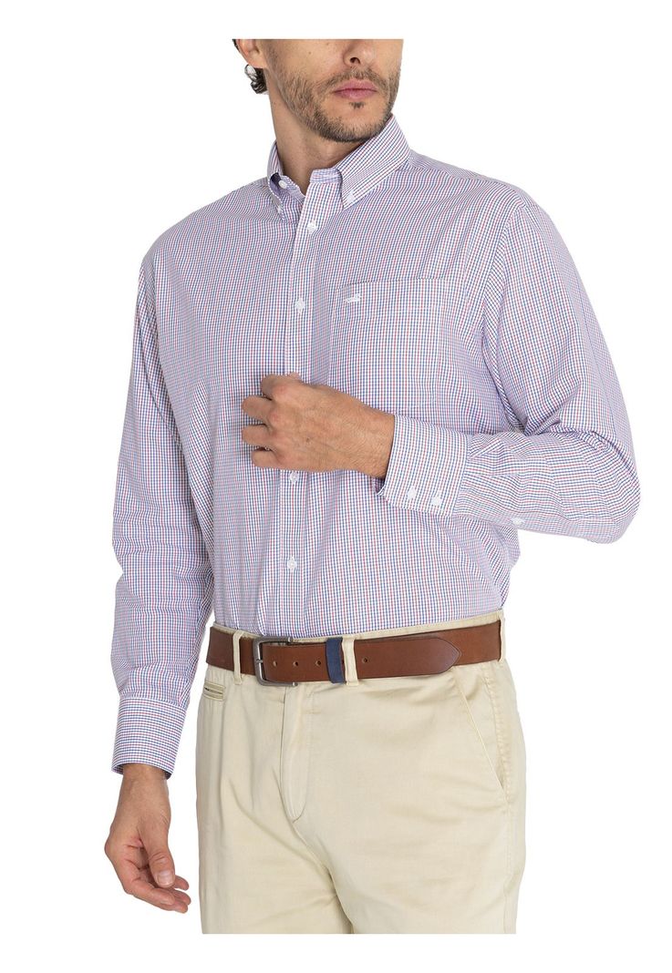 Camisa Libre de Arrugas Azul WF Hombre -5