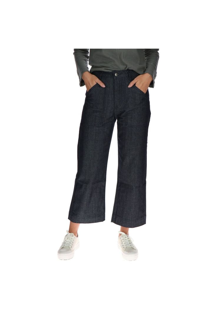 Pantalón Mujer Palazzo Jeans Negro-0
