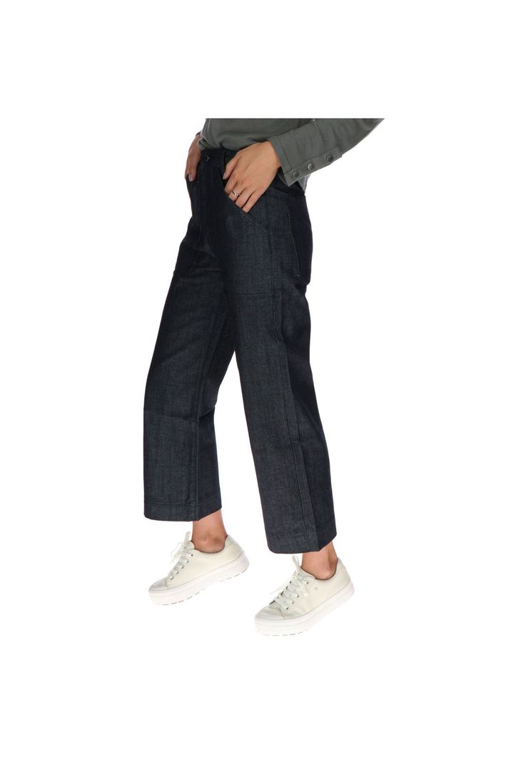 Pantalón Mujer Palazzo Jeans Negro-1