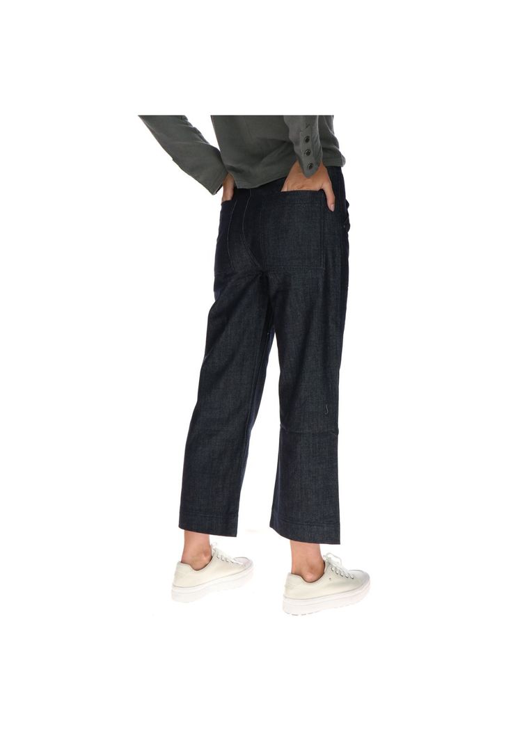 Pantalón Mujer Palazzo Jeans Negro-2