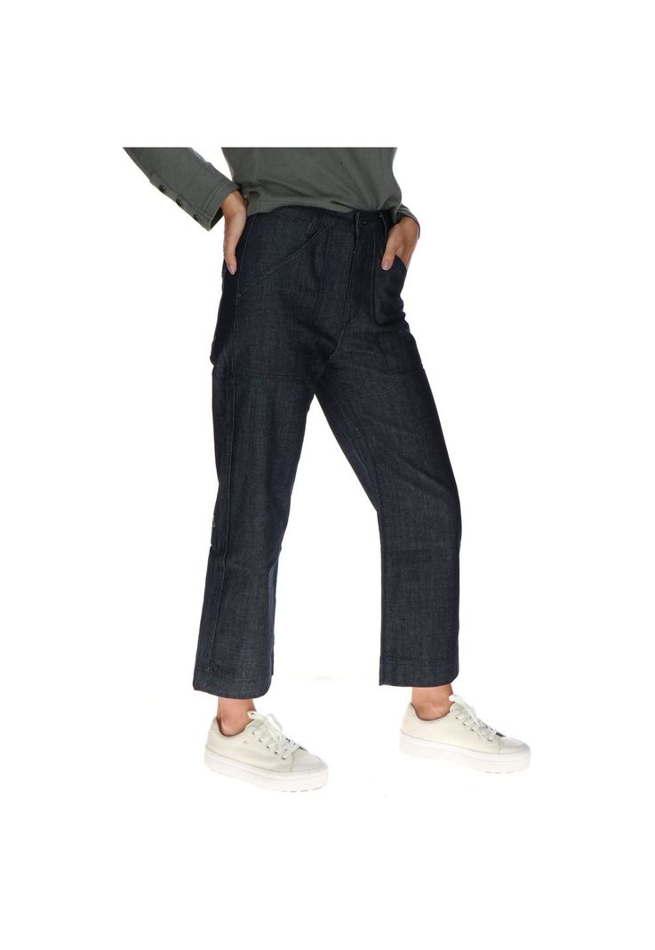 Pantalón Mujer Palazzo Jeans Negro-3