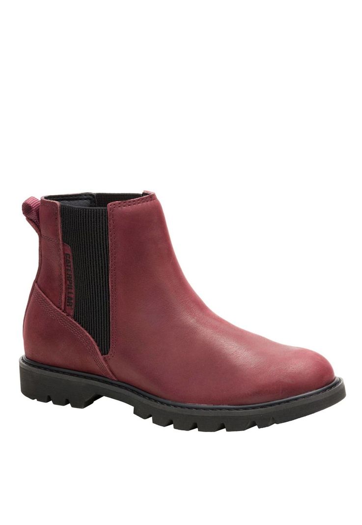 Botin Cuero Mujer Colorado Chelsea Burdeo-0