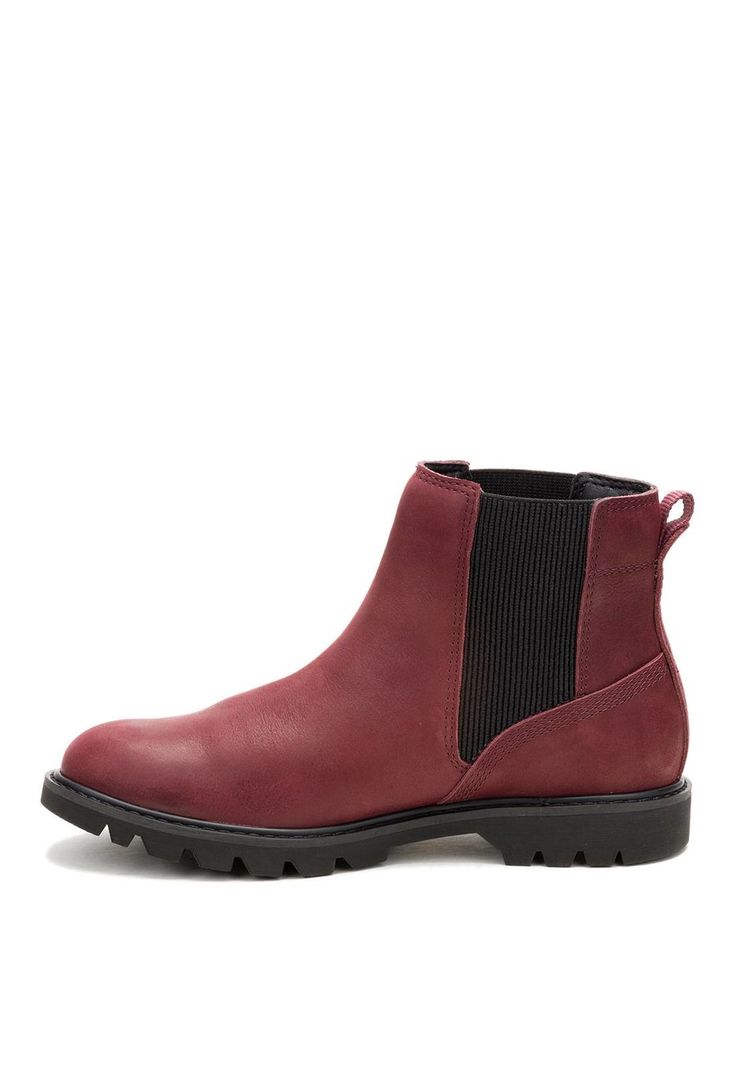 Botin Cuero Mujer Colorado Chelsea Burdeo-3