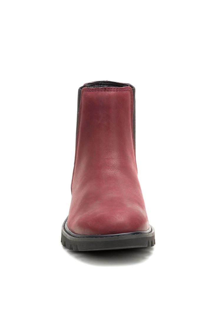 Botin Cuero Mujer Colorado Chelsea Burdeo-4