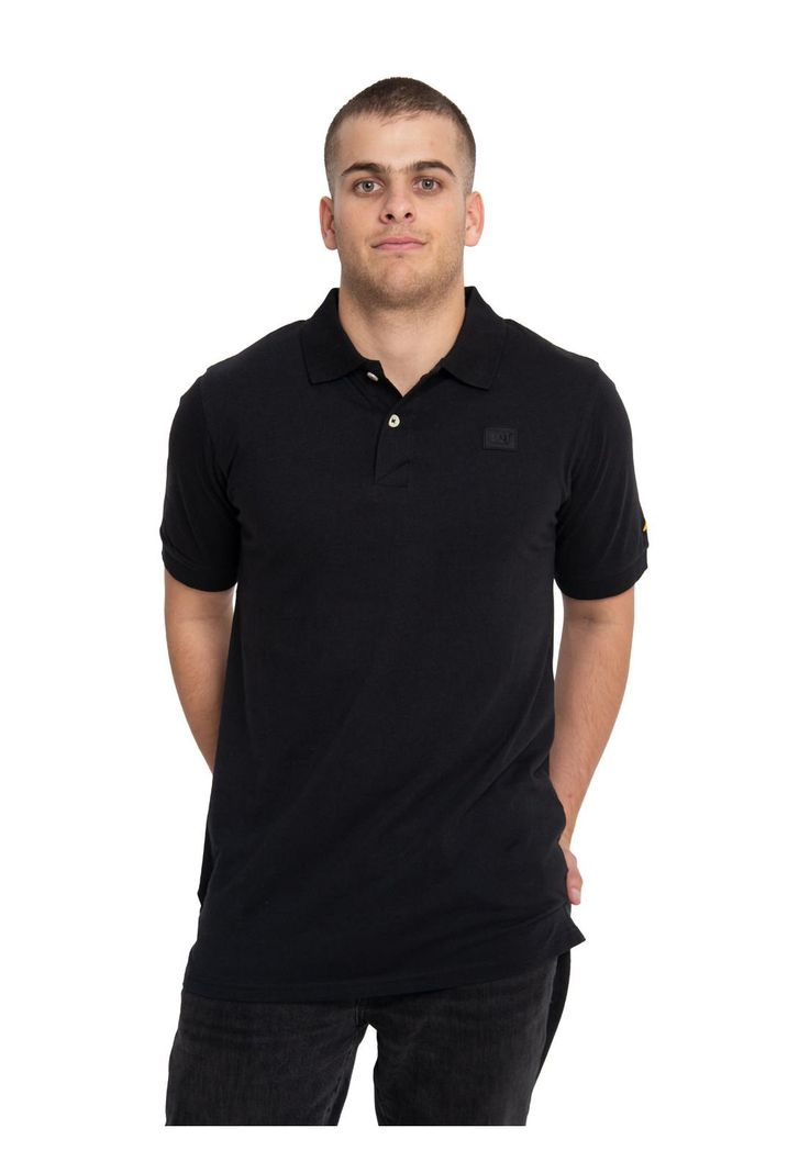 Polera Polo Hombre Cat Logo Jersey Polo Negro-0