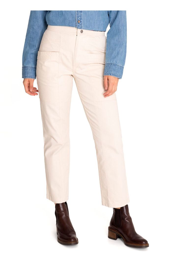 Pantalón Algodón Orgánico Mujer Isis Blanco-4