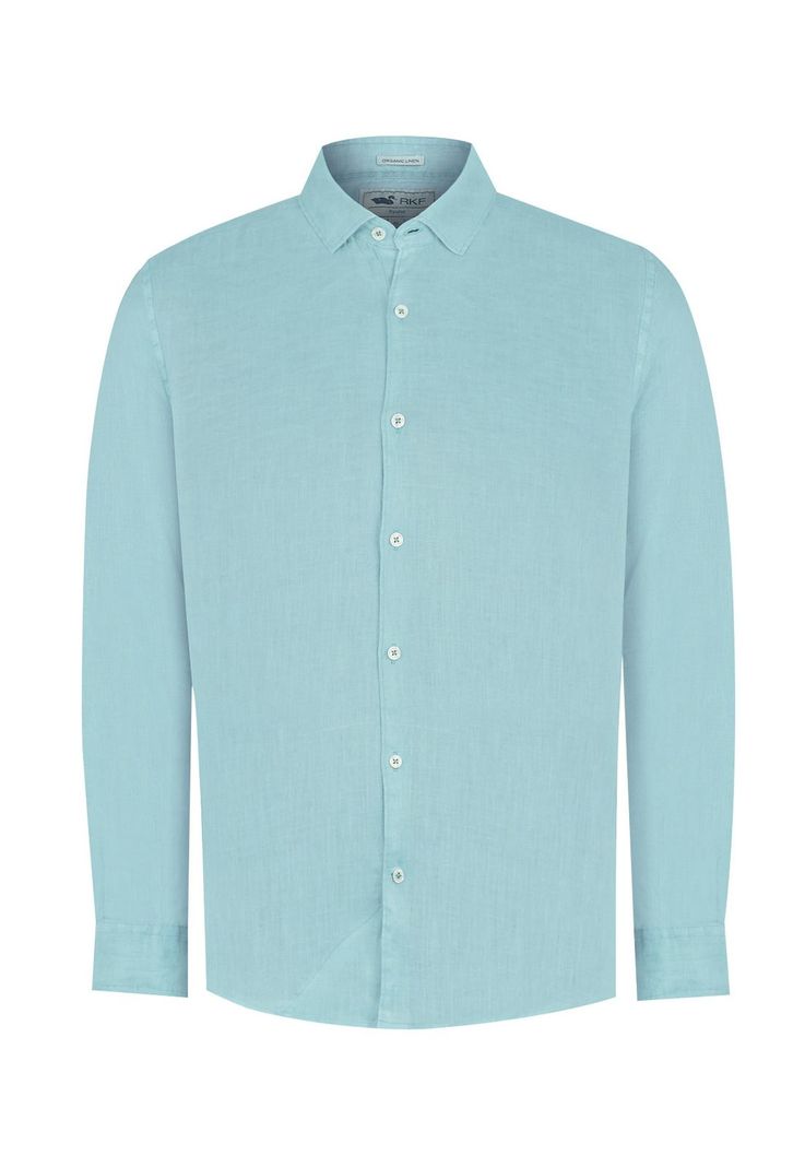 Camisa Lino Orgánico Turquesa Linenpro Hombre -0