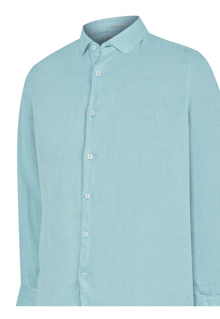 Camisa Lino Orgánico Turquesa Linenpro Hombre -3