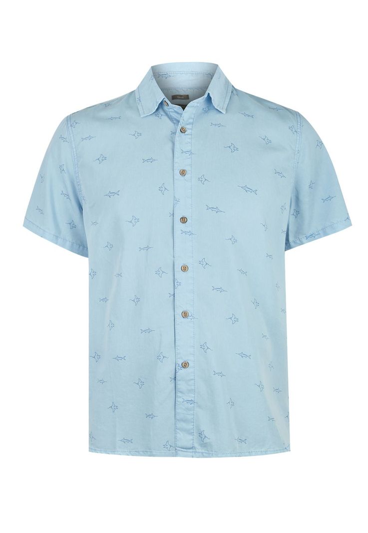 camisa Tencel Azul Tencelprint Hombre -0