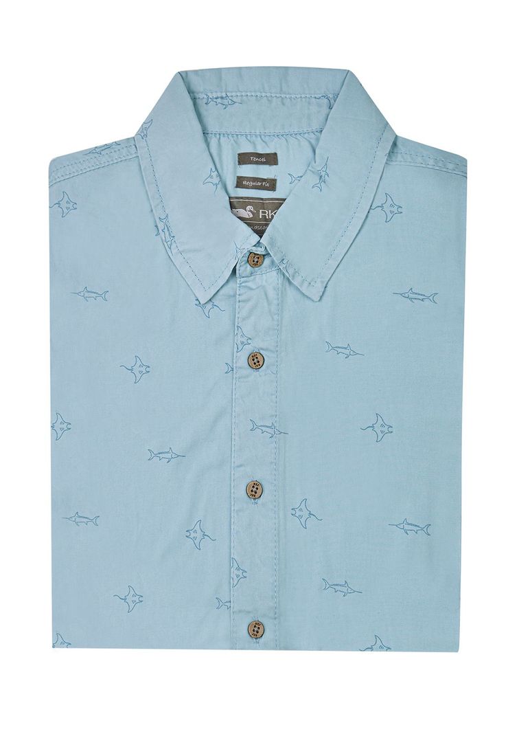 camisa Tencel Azul Tencelprint Hombre -4