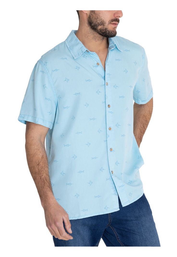camisa Tencel Azul Tencelprint Hombre -5