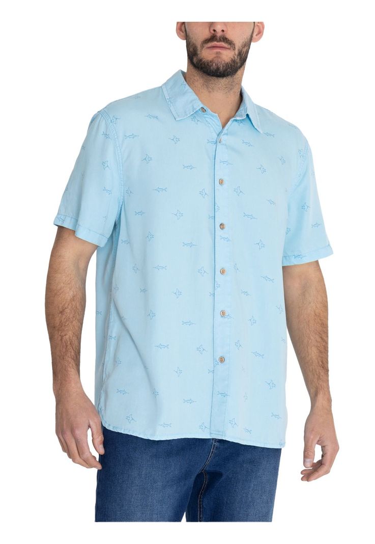 camisa Tencel Azul Tencelprint Hombre -6