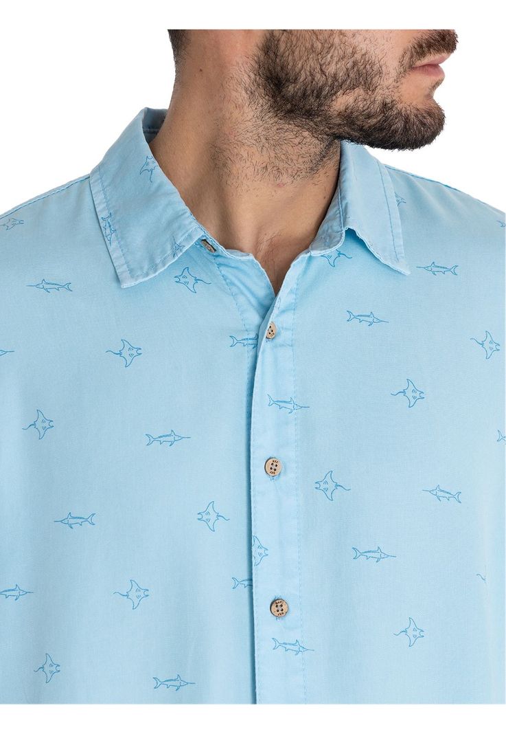 camisa Tencel Azul Tencelprint Hombre -8