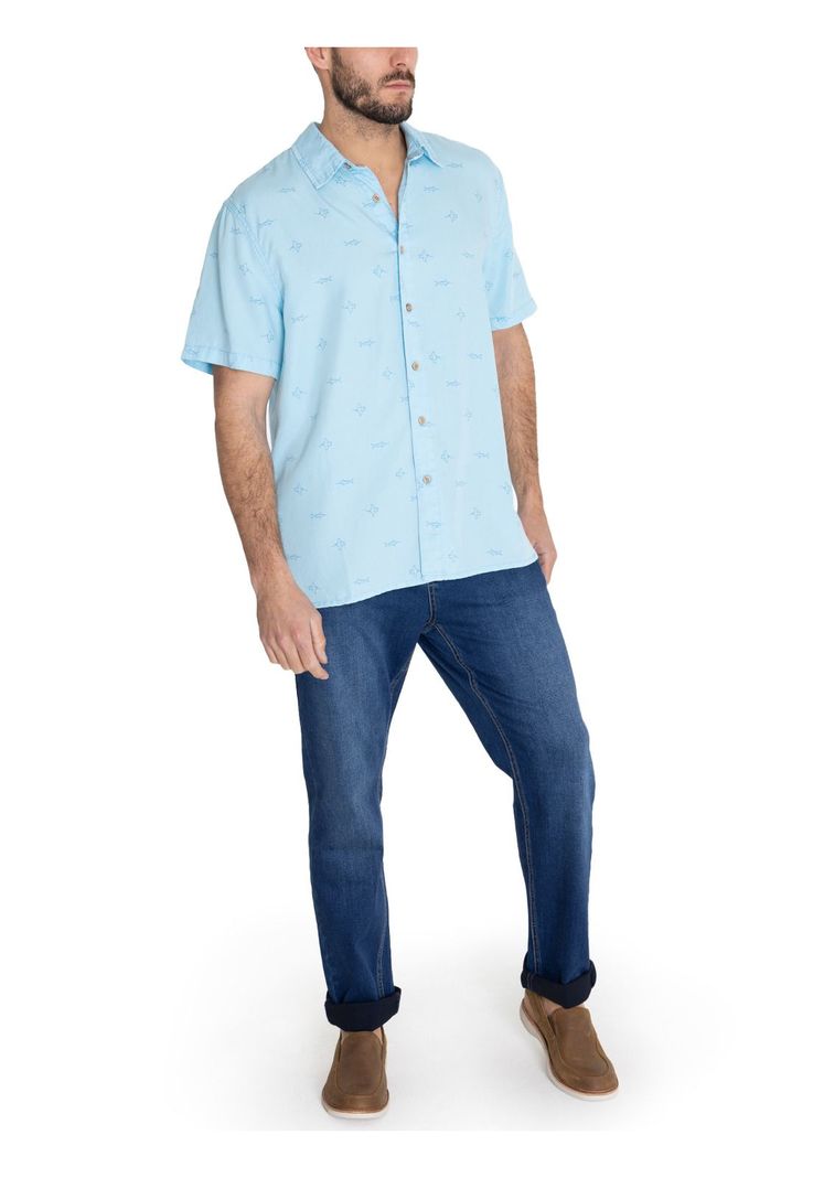 camisa Tencel Azul Tencelprint Hombre -9
