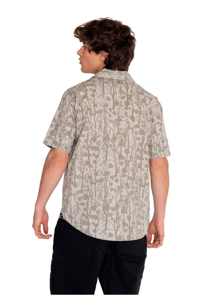 Camisa Manga Corta Hombre Relax Print Poplin Beige-3