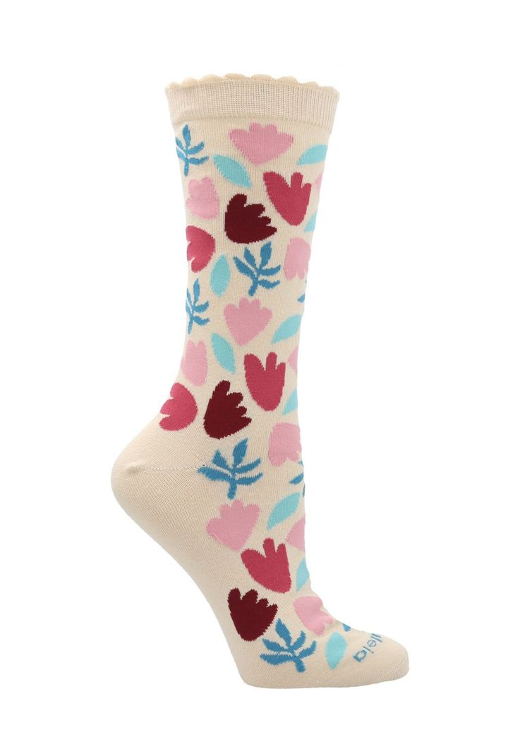 Calcetines Flower Mujer Beige
