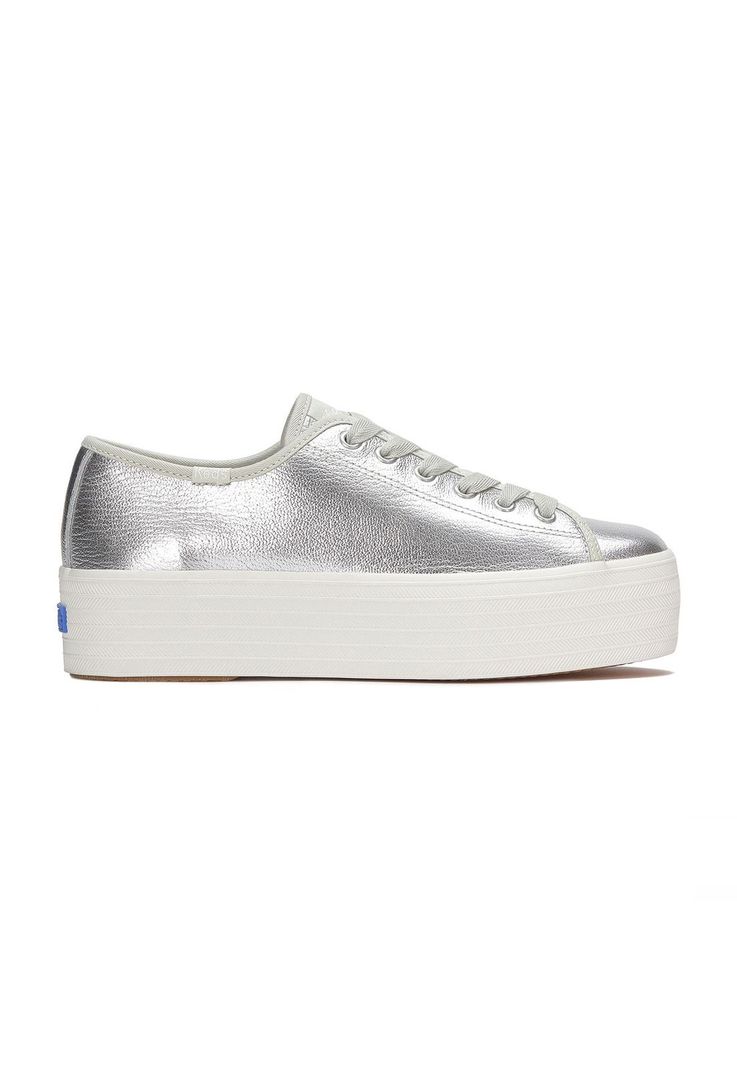 Zapatilla Cuero Mujer Triple Up Plateado-0