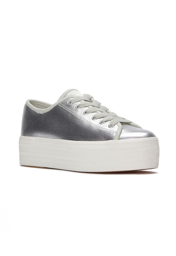Zapatilla Cuero Mujer Triple Up Plateado-1