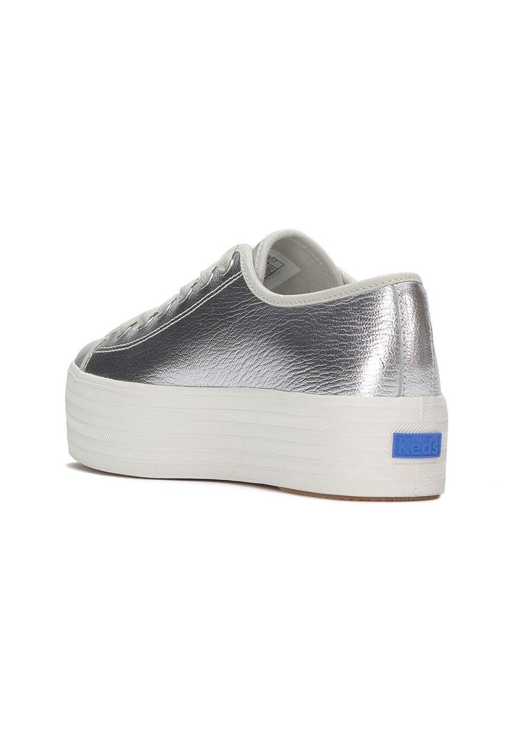 Zapatilla Cuero Mujer Triple Up Plateado-5