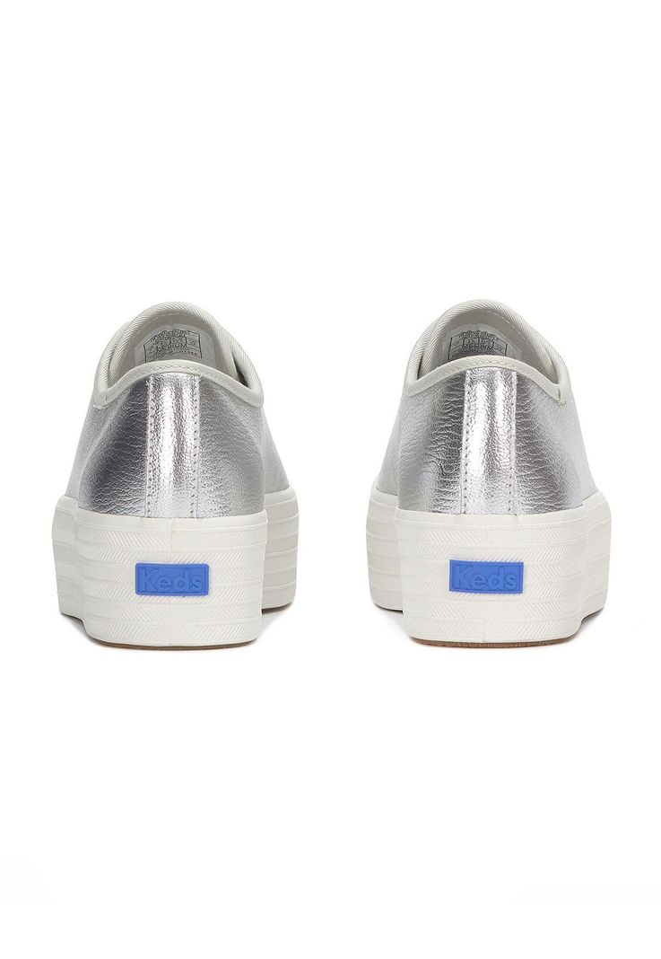Zapatilla Cuero Mujer Triple Up Plateado-6