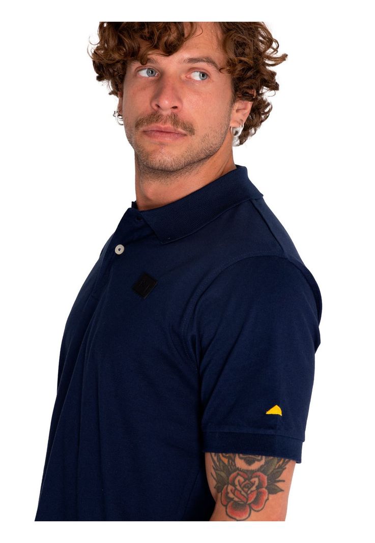 Polera Polo Casual Hombre Cat Logo Jersey Polo Azul-5