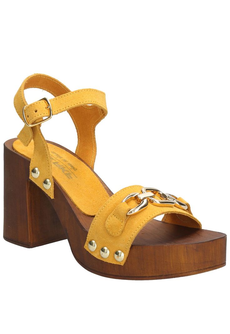 Sandalia Cuero Mujer Portofino Amarillo-1