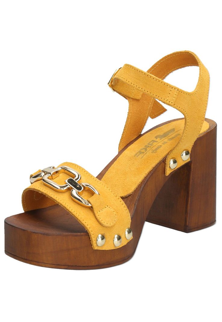 Sandalia Cuero Mujer Portofino Amarillo-4
